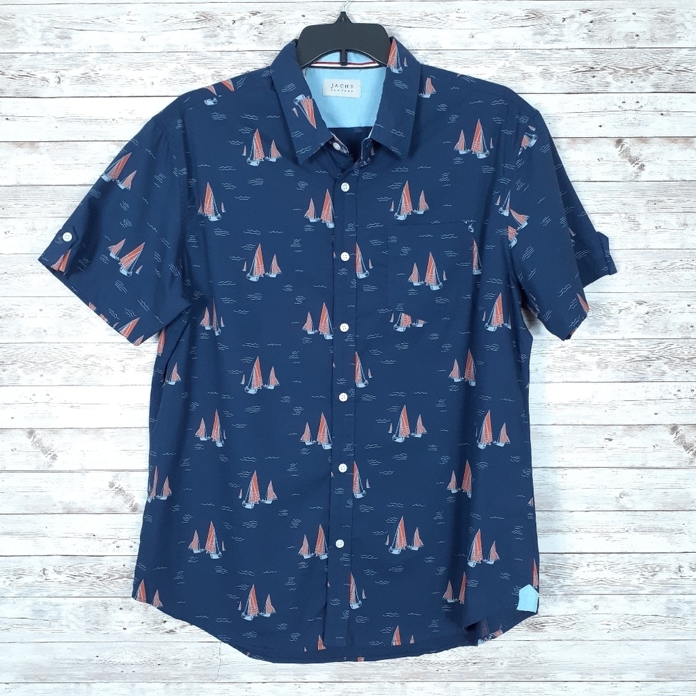 Jachs Mens Button Down Shirt XL Sailboats 179
